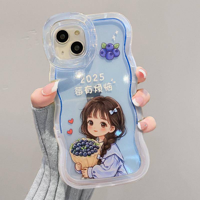 Good Persimmons Happen Girl Is Suitable for Apple 16pro Phone Case 15, Cute and Shockproof 14, Invisible Dual Stand 13, Silicone X Redmi K40/K40 Pro