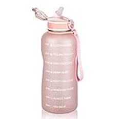 MyForest 2,2-liters vattenflaska, BPA-fri, 2,2 l, drickflaska med sugrör och tidsmarkeringar, 2 200 ml, gymnastikflaska för sport, cykling, yoga, vandring och camping