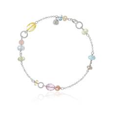 Piccolo Silver Bracelet w. Aquamarine, Chalcedony, Citrin & Quartz - 3