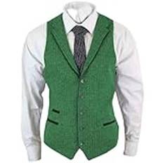 Vsadsau Herrväst med fiskbensmönster, smal tweed-väst för bröllop, fest, ärmlös kostymjacka, Gn8, 3XL