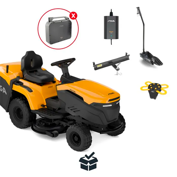 STIGA Estate 384e Havetraktor - 84 cm klippebredde inkl. fri levering, montering og klargøring | Ekskl. batteri, inkl. lader.