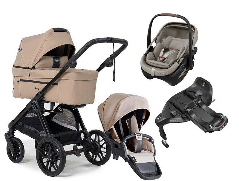 Emmaljunga Sento Pro duovagn Flat+ 2027 + Maxi-Cosi Coral Slide Pro babyskydd + isofixbas