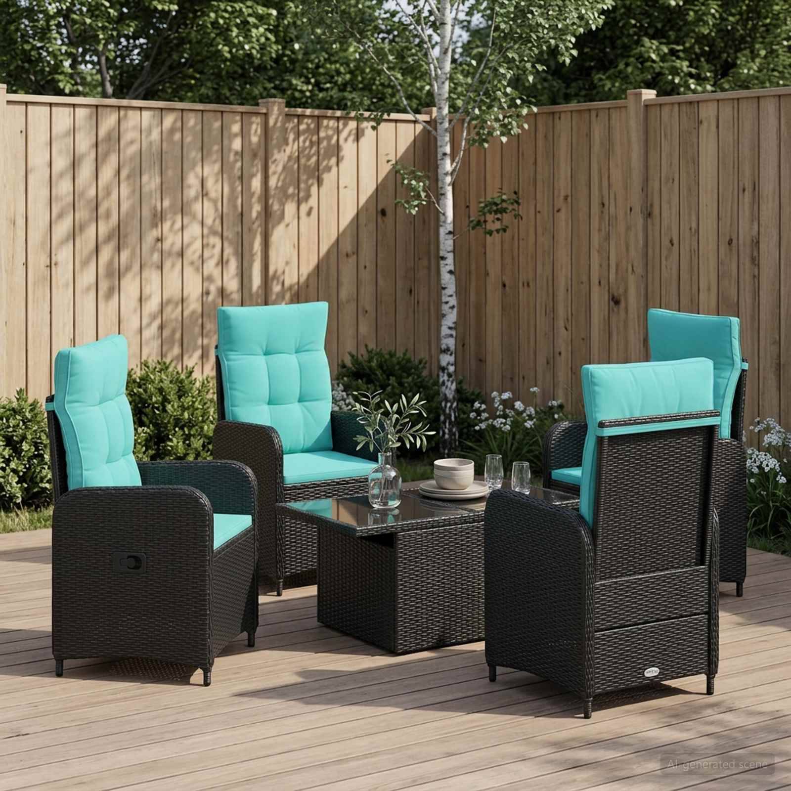 vidaXL Udendørs spise sæt 5 stk. polyrattan