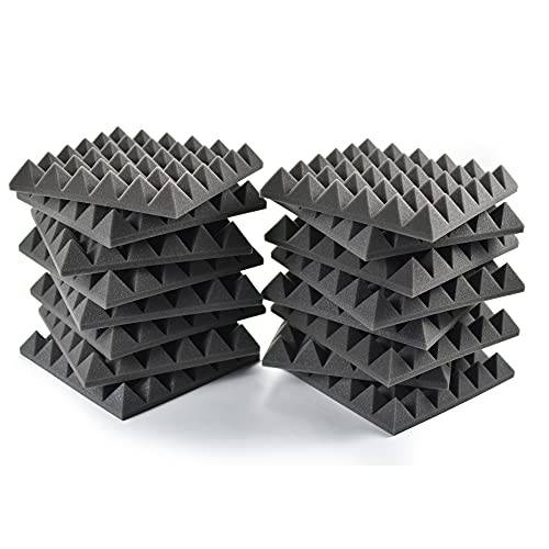 ACOUSPANEL Ljudabsorberande Pyramidpaneler Akustiska Paneler Okomprimerade 245x245x40mm Ljudabsorberande Panel Antracitgrå (16 Enheter)