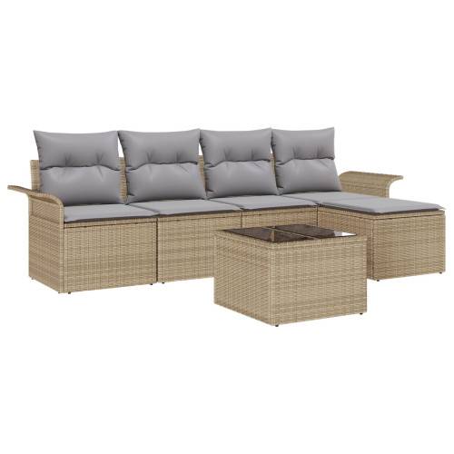 Utomhussoffa 6 st Beige konstrotting