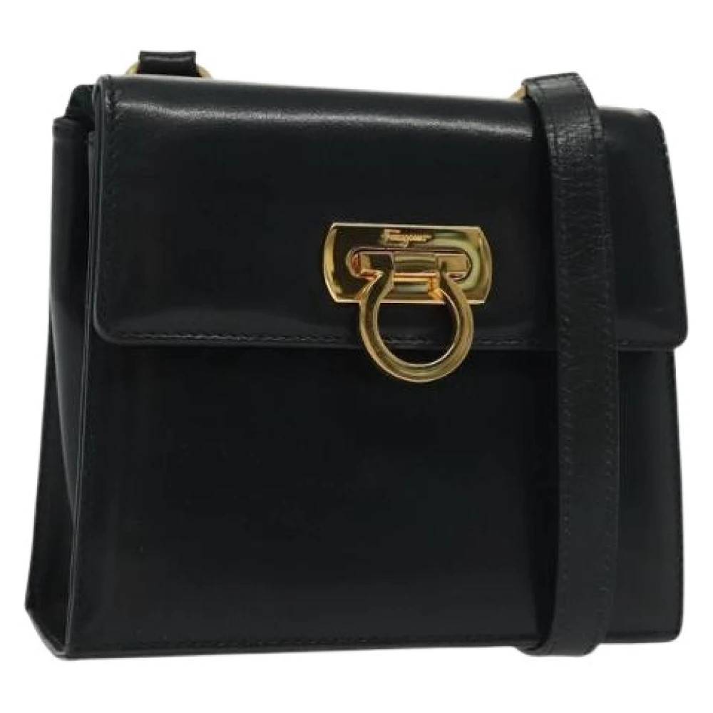Salvatore Ferragamo Pre-owned Pre-owned Laeder skuldertasker - Vintage - Dame - Sort - ONE SIZE - Uld