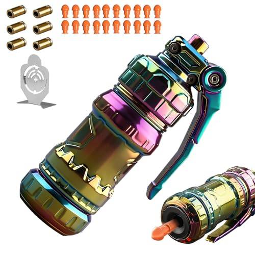 3T6B EDC Fidget Toys metall-stresslindrande leksak med 20 mjuka bollar och mini stålskiva för vuxna, flera spellägen, fidget-pistol för ADHD, ångeststörningar (färggradient)
