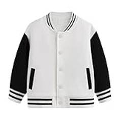 OBiQuzz Flickdräkt, rock, vår och höst, vinter, nya barn, plus fleece, baseballkläder, babykofta, liten, medium, tjock, barntopp, herrkläder, modern, Vit, 4-5 år