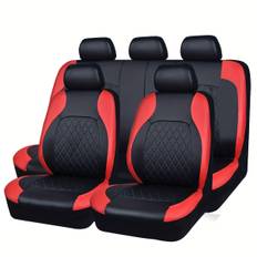 TEMU 1 Set Luxury Leather Car For Seat Covers, 5-for Seat Universal Fit, Easy Clean, Durable Sponge Filled, Non-textile Weave, Protection
