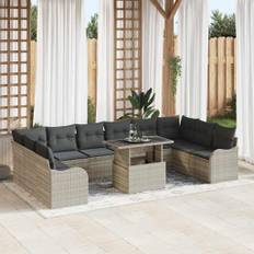 vidaXL Havesofa Sæt 11 pcs Lysegrå 100 x 55 x 73 cm Poly rattan