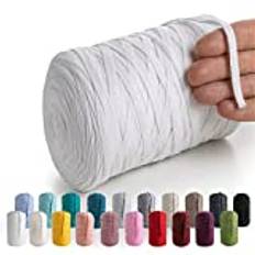 MeriWoolArt® Naturligt Textil Garn Band 10 mm 150 m Bomull Band Garn för Virka Stickning, Bomull T-shirt Garn för Makramé, Garn för Hantverk Makramé Vägg Hängande, Viskos och Återvunnen Bomulls Sladd