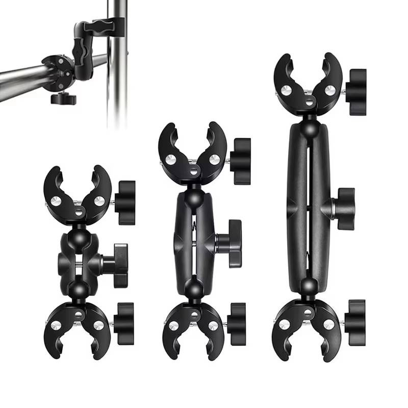 Camera Double Clip Crab Clamp For GoPro Motorcycle Bicycle Handlebar Clip Bracket For Insta360 One X4 Sports Camera Accessories