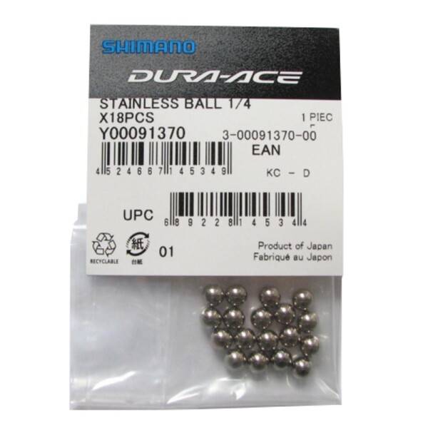 Shimano Dura Ace 1/4" kugler i rustfri stål 18stk
