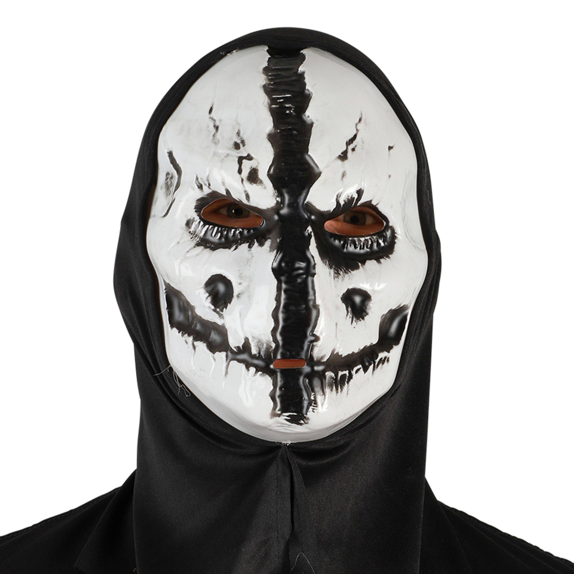 Demon Mask med Huva Svart/Vit - One size