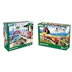 BRIO 33512 Tågset - stora persontåget | Travel Switching Set 42 delar. Leksakståg med tillbehör Från 3 år & BRIO 33719 Tågset - bondgård | Farm Railway Set 20 delar Leksakståg. För barn från 3 år