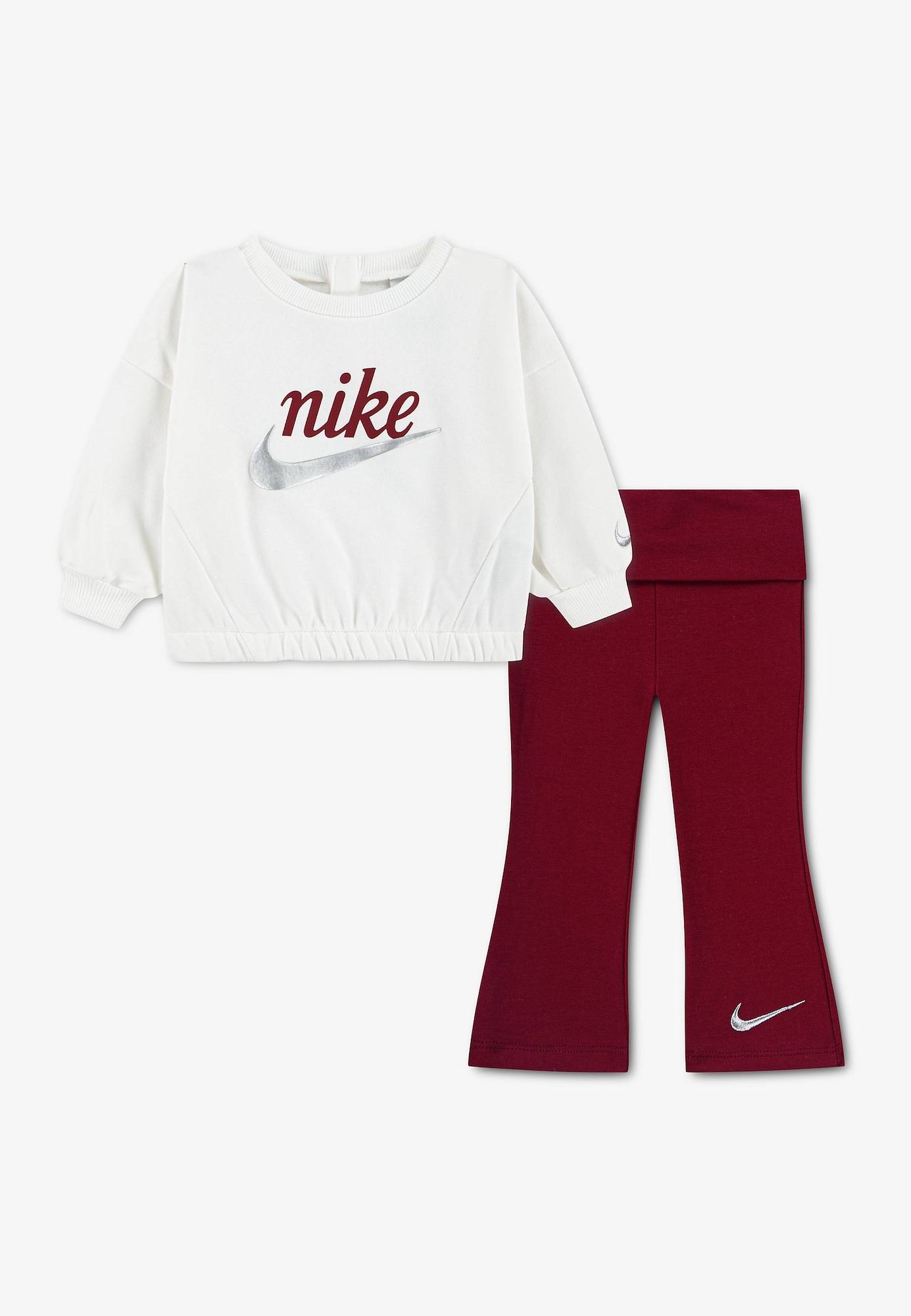 Nike Sportswear Set 'Swoosh' bordeaux / silver / vit