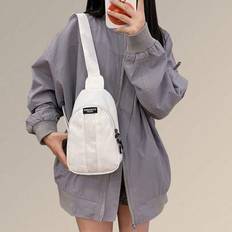 Canvas Sport Chest Bag Waist Bag Phone Bag Student Gift Bag - White