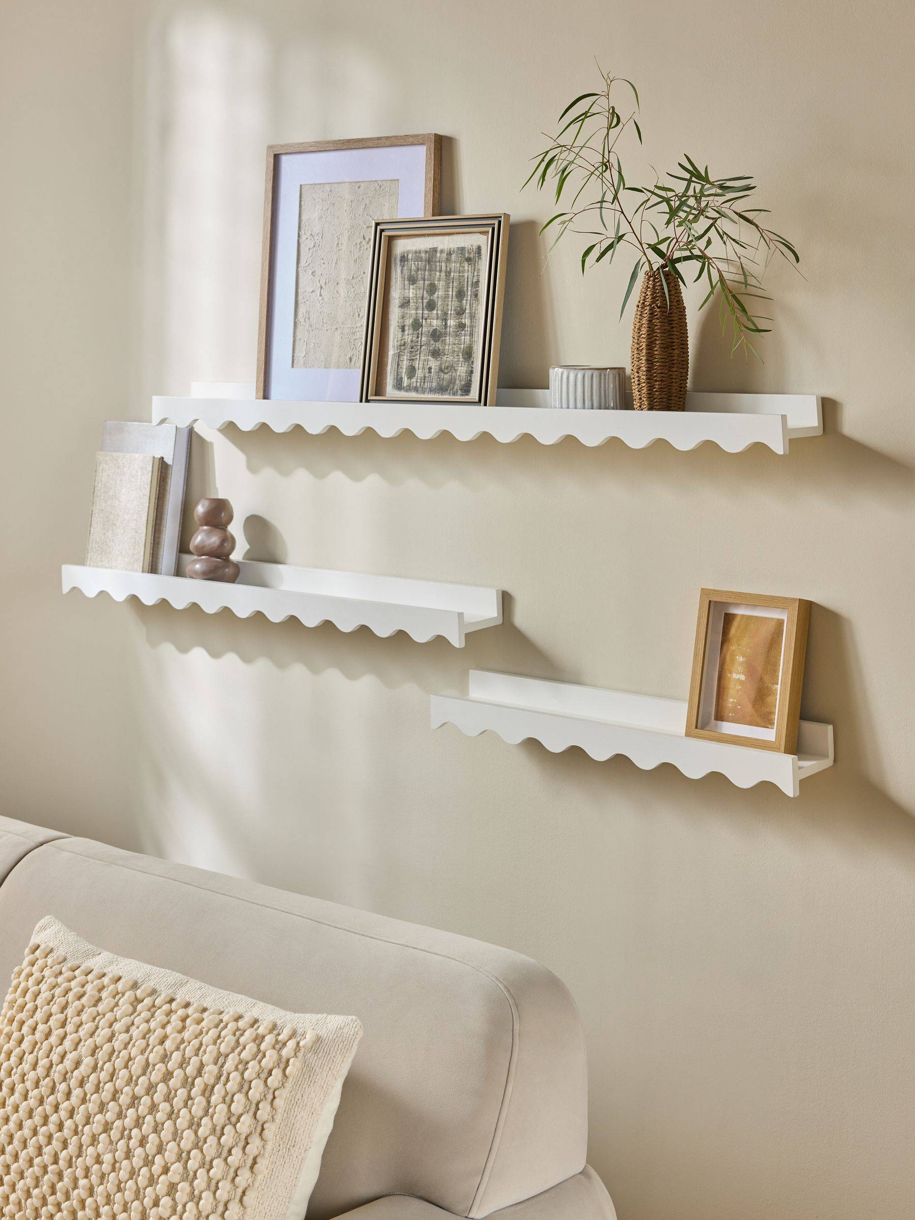 Next White Wavy Picture Wall Shelf