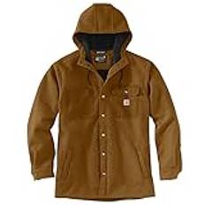 Carhartt Men's Rain Defender Relaxed Fit Heavyweight Hooded Shirt Jacket, Oiled Walnut Heather, Medium