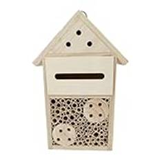 Wood Bee House, Bee Houses for the Garden | Natural Wooden Mason Bee Box and Butterfly Hotel - Robust och elegant trädgårdsdekoration, hållbar bikupa för nyckelpigor, pollinerande bin och fjärilar