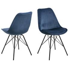 2 x Eris spisebordsstol - marinebl� velour/sort