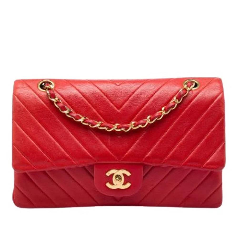 Chanel Vintage Pre-owned Classic Flap Skuldertaske - Vintage - Dame - Rød - ONE SIZE - Uld