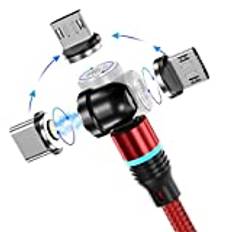 3A magnetisk laddningskabel snabbladdning och datasynkronisering 1M/2M 360° magnetisk USB-kabel + 180° roterande 3-i-1-kabel för alla Android Phone/Micro USB/typ C/USB C-smartphones