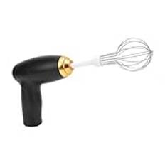 Sladdlös Handmixer, USB-laddningsbar Elvisp, 6-växlad Bärbar Handvisp för Blandning, Bakning, Matlagning, med Laddningsbas, för Lattes, Cappuccino (BLACK)