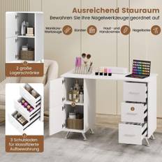 Manicurebord med skuffeskabe & Håndledsstøtte manicure bord hvid