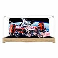 Figurer displaybox för LEGO för 42181 för Heavy Carrgo Spaceshiip L-T81 akryl dammtät transparent anpassat displayfodral (ingen modell) (logg + bakgrund B)