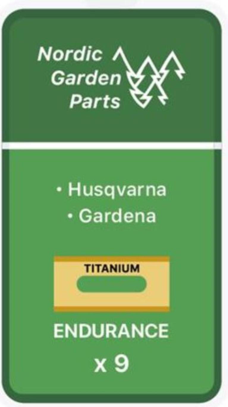 9 x Endurance Knive til Gardena Robotplæneklipper Titanium 0,75mm 595 08 44-01 (61-064) inkl. skruer