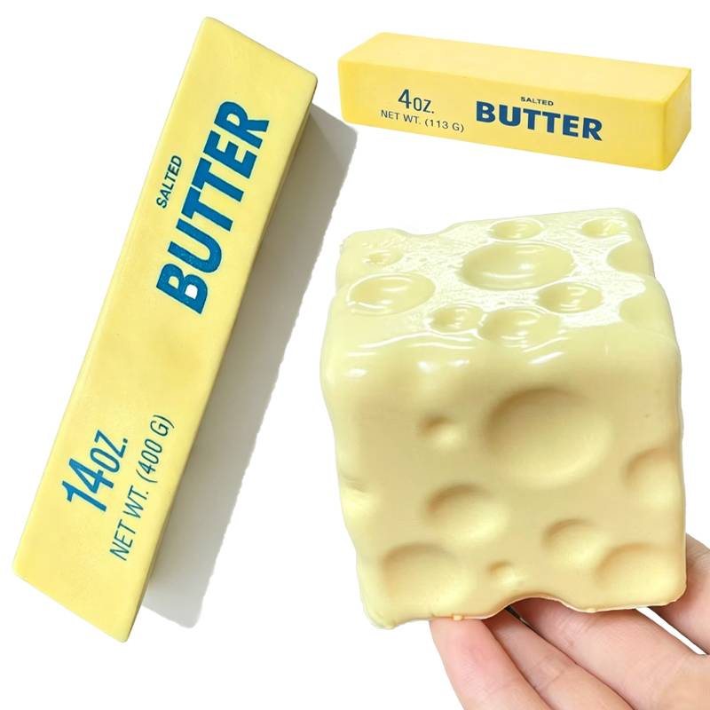 Simulation Big Butter Stick Squishy Fidget Toys Elastic Cube Cheese Stick Funny Squeeze Prank Toy Stress Anxiety Relief Game