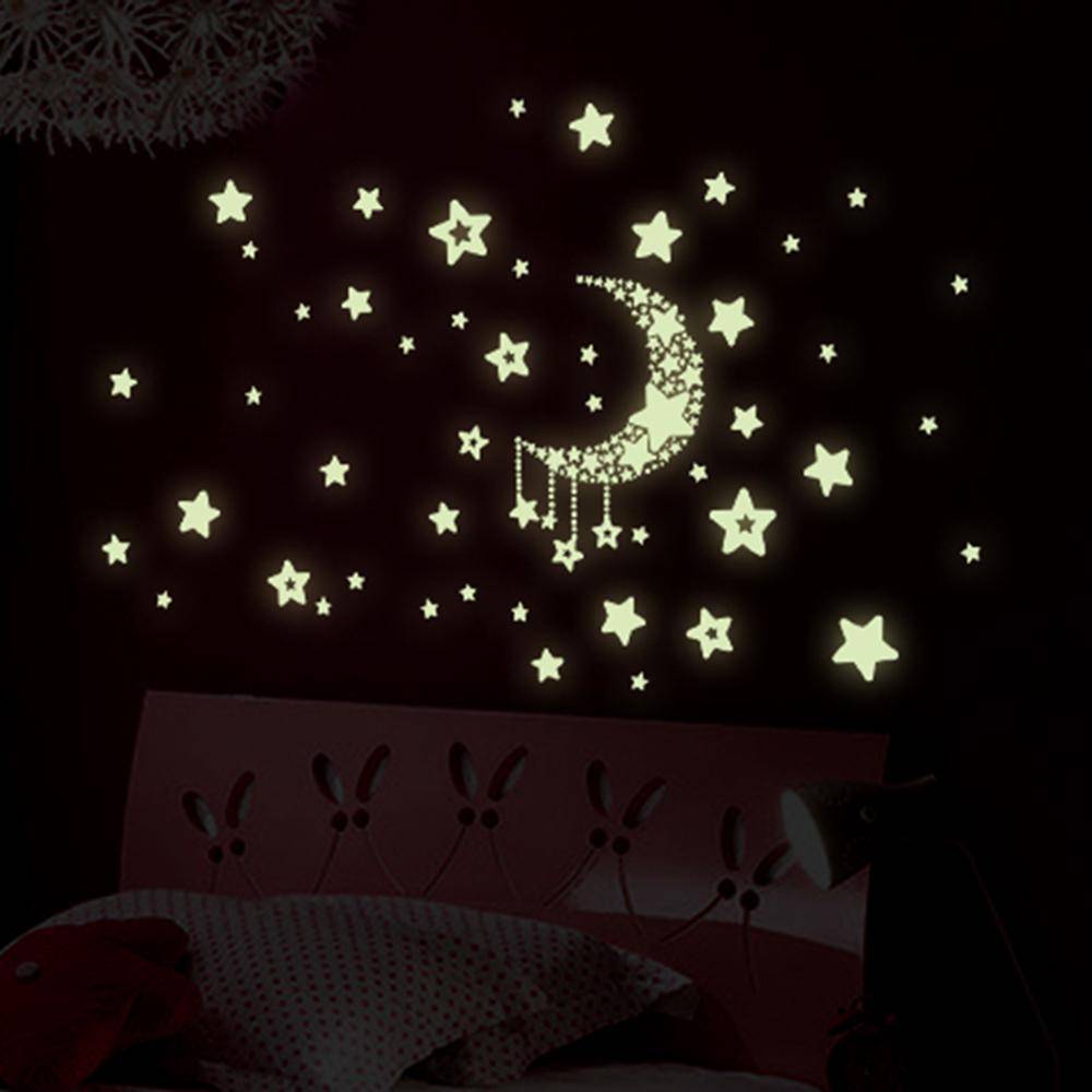 Natt Stjärnklar Himmel Måne Stjärnor DIY Självlysande Klistermärken Barnrum Väggdekor Dekaler för Barn Baby Sovrum grön