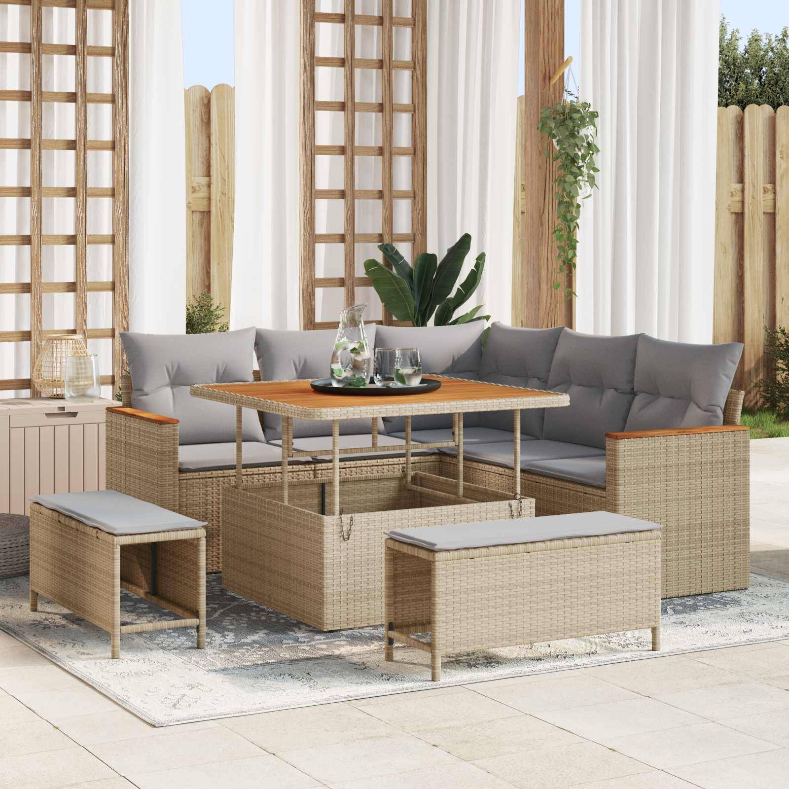 vidaXL Havesofa Sæt 8 stk. Beige polyrattan