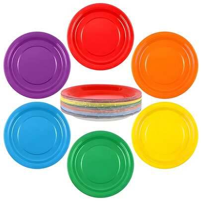20 st/10 st/1 st mini färgglada papperstallrikar, engångs pappersbrickor för fest, runda desserttallrikar med stor kapacitet, förtjockade enfärgade pa - Multifärgad