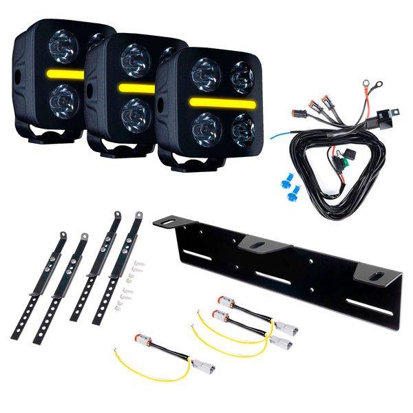 Extraljus STRANDS Nuuk D-Line QB 3 - Rund / 9 cm / 40W / Off-road, 3 st - Komplett paket