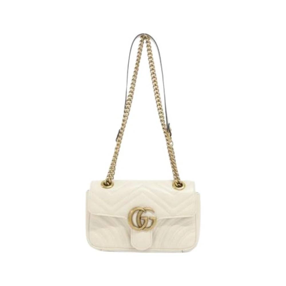 Gucci Vintage Pre-owned Quilted Shoulder Bag - Vintage - Dame - Hvid - ONE SIZE - Uld