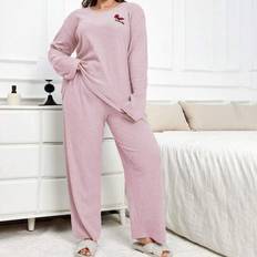 100% bomull 2st Plus Butterfly Brodery Detail PJ Set - Babyrosa - 0XL,1XL,2XL