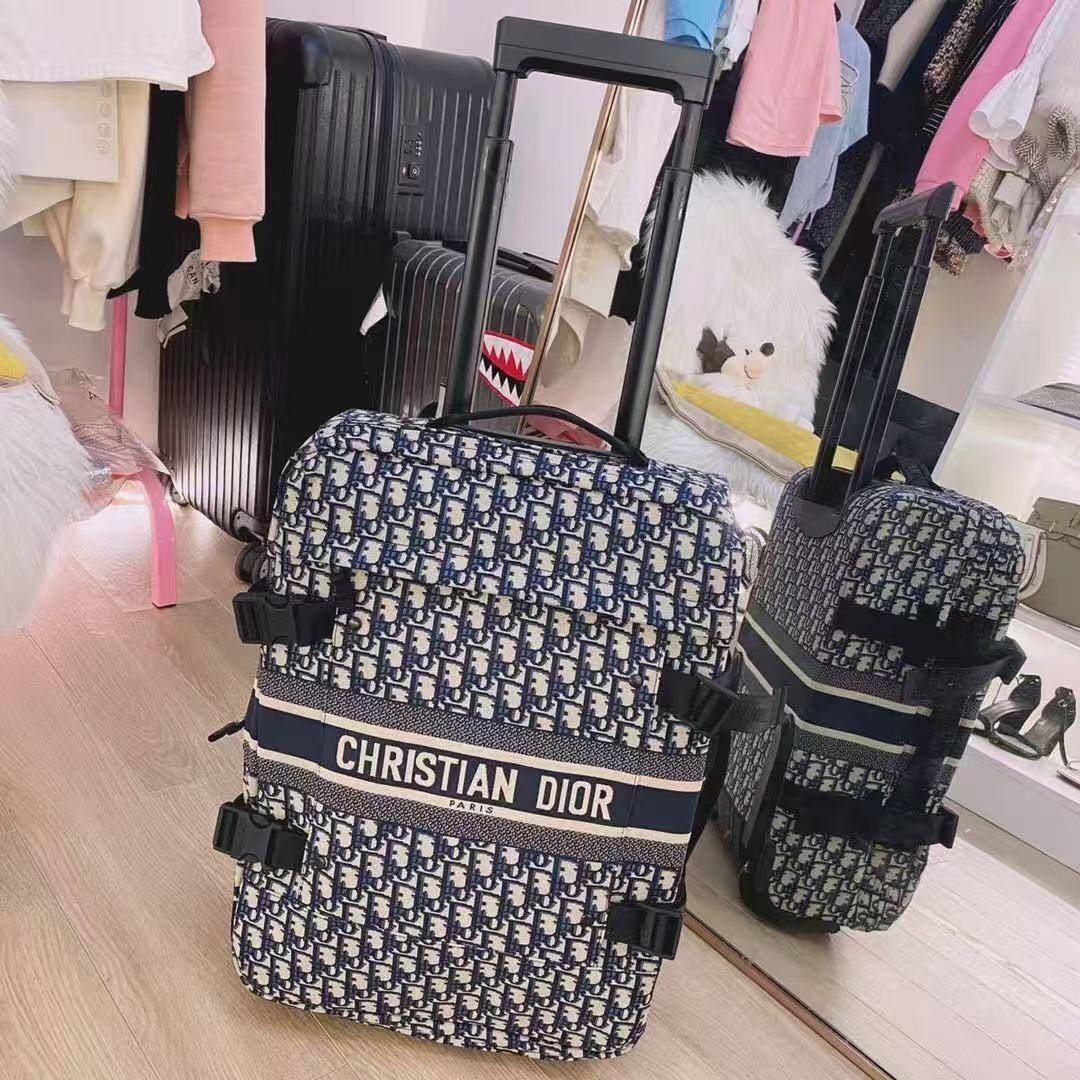 Dior DiorTravel Small Suitcase ‘Blue Oblique Jacquard’