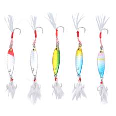 10g Jig Fiskelokke Sæt - 5 stk. metaljigs med fjederkroge til basfisk