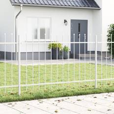 vidaXL Havehegn med spidse toppe Hvid 13,6x1,2 m Stål