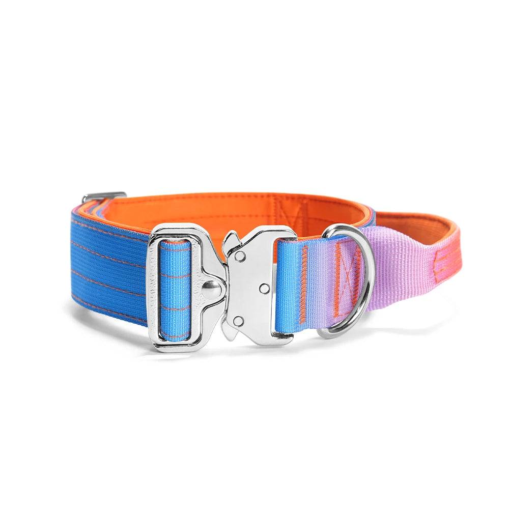 Wide Padded Dog Collar with Handle | Gradient Design for Large Dogs - Gradient Orange / M Neck-38-48cm / SPC (M Neck-38-48cm)