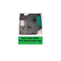 Dymo Tape D1 45809 i 19mm x 7m med Sort tekst på Grøn tape.