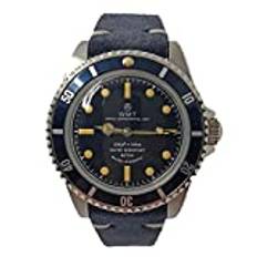 Walter Mitt Royal Marine Diver Mercedes stål automatisk blå läder unisex klocka, armband