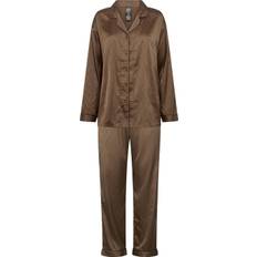 Hype The Detail - Satin Pyjamas - Brown