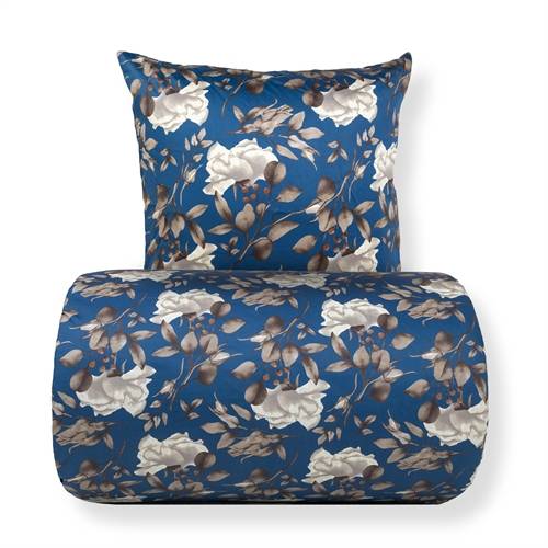 Dubbelt sängset 240x220 cm - bomullssatin - Blossom blue - blommönster