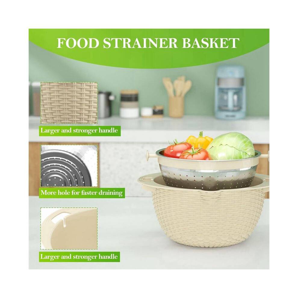 Colander with Mixing Bowl Set - Strainers for Kitchen, Food Strainers and Colanders, Pasta Strainer, Home Essential B
