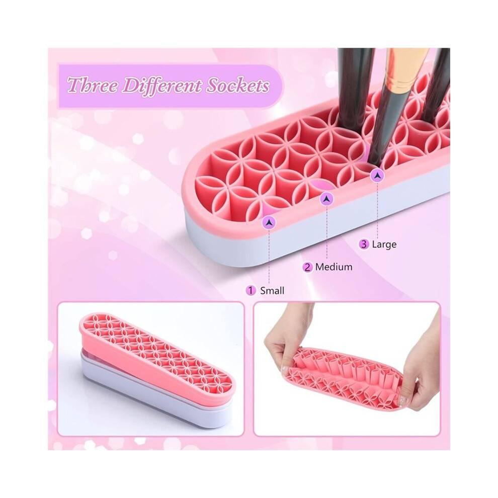 4 Pcs Makeup Brush Holder, Multifunctional Travel Storage Box and Desktop Organizer, Porous Storage Rack