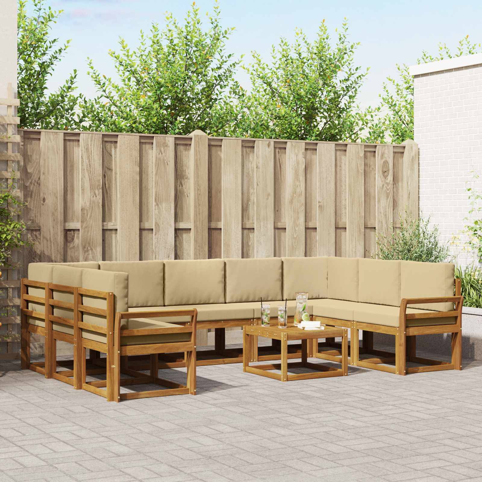 Udendørs sofagruppe 10 stk. Naturlig og Beige