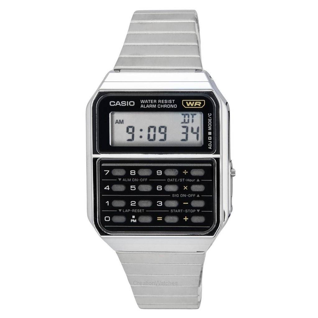 Casio Vintage Digital Miniräknare i rostfritt stål Quartz CA-500WE-1A Herrklocka svart